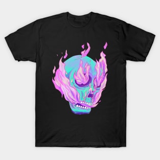 Skull on fire with purple variant color T-Shirt